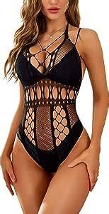 RSLOVE Sexy Lingerie Fishnet Bodystocking Women Bodysuit Deep V Teddy