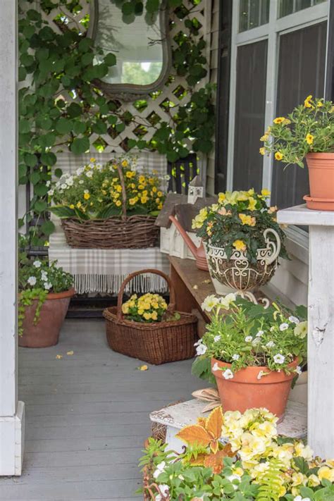 Small Front Porch Ideas With Plants - The Honeycomb Home