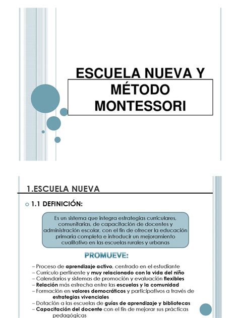 Escuela Nueva Y MÉtodo Montessori Sólo Lectura