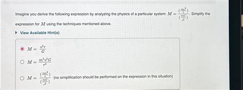 Solved Imagine You Derive The Following Expression By