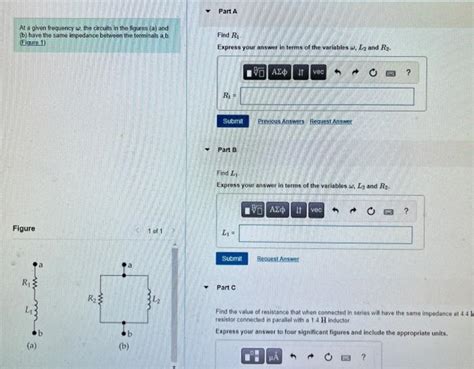 Solved At A Given Frequency Omega The Circuits I