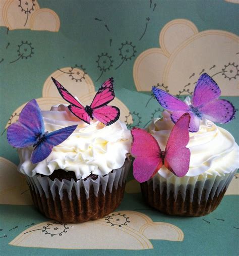 24 Edible Butterflies The Original Small Pink And Purple Etsy