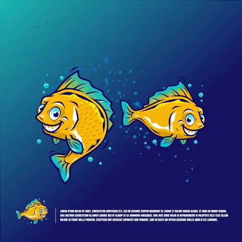 Ilustração De Peixe Bonito Dos Desenhos Animados Premium Vetor Premium