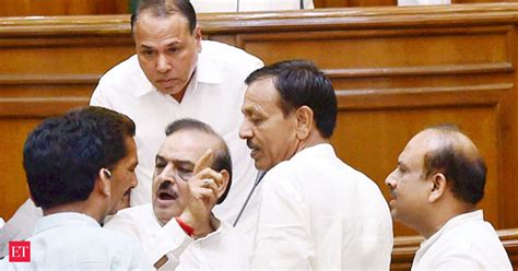 All 3 Bjp Mlas Marshalled Out Of Delhi Assembly The Economic Times