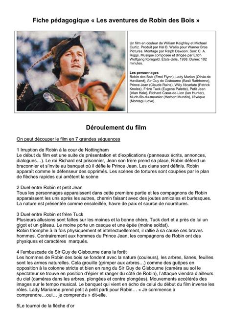 Fiche P Dagogique Les Aventures De Robin Des Bois