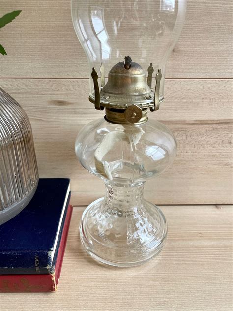 Vintage Clear Glass Pedestal Oil Lamp Kaadan Oil Lamp Etsy