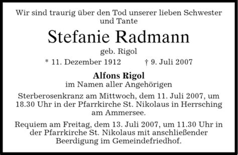 Traueranzeigen Von Stefanie Radmann Trauer Merkur De