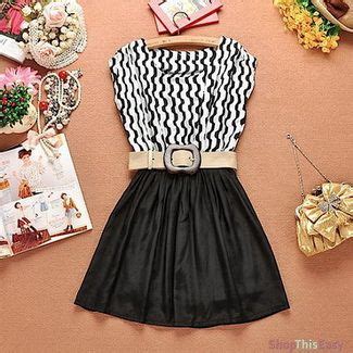 Lovely Zigzag Two Color Belted Dress