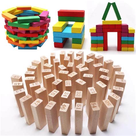 Colors And Numbers Wjs Wooden Jenga Uno Stacko 48pcs Numbering Blocks