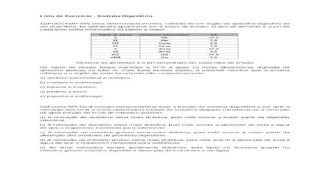 Web viewLista de Exercício Sistema Digestório 1 PUCCAMP SP Uma