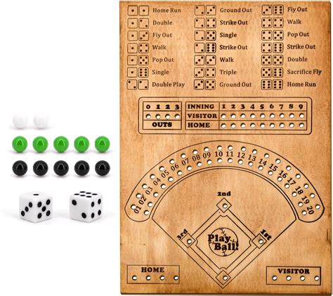 Wooden Baseball Dice Board Game Interactive Double Baseball Dice Game