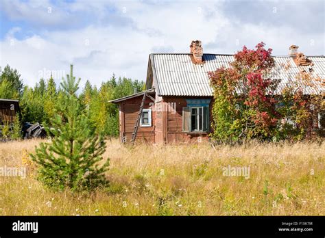 One Old Traditional Wooden House In The Village Stock Photo Alamy