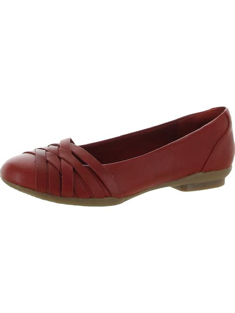 Clarks Womens Sara Clover Leather Woven Ballet Flats - Walmart.com