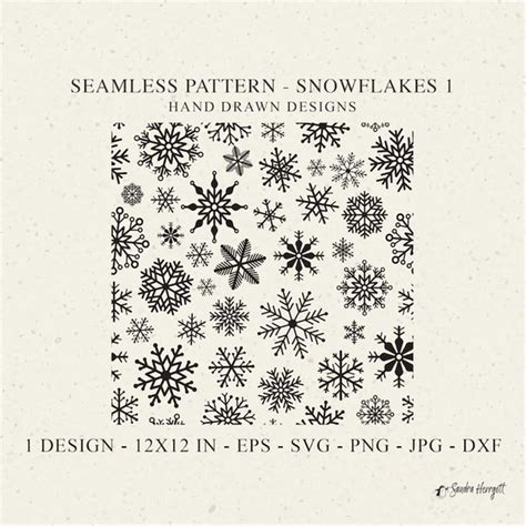 Snowflake Seamless Pattern SVG Plotter File Dxf Png Eps Jpg - Inspire ...