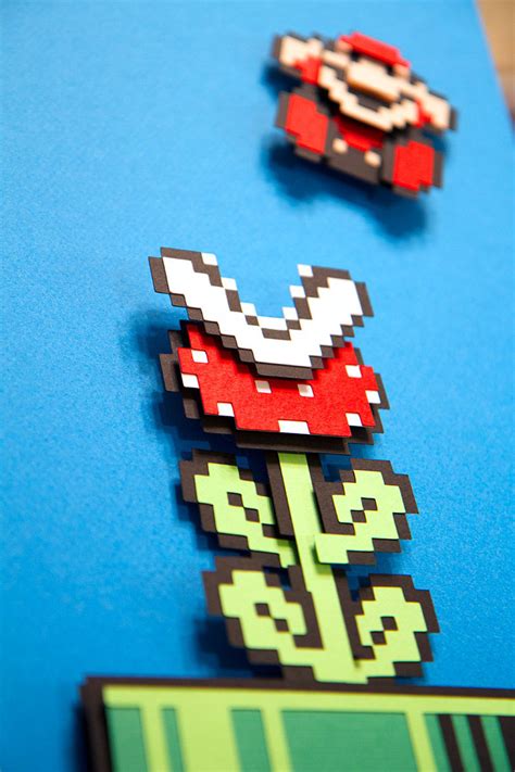 8 bit Piranha Plant and Mario handcut papercraft on Behance