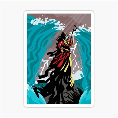 "exodus moses with staff in the sea" Sticker by matintheworld | Redbubble