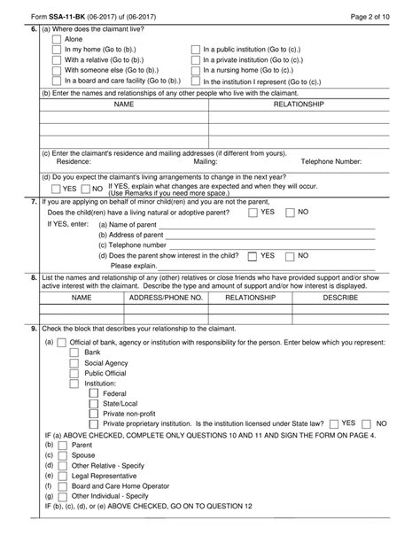 Printable Form Ssa 11 Bk