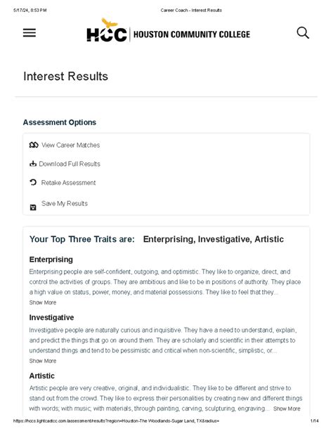 Careeronestop Interest Assessment 5