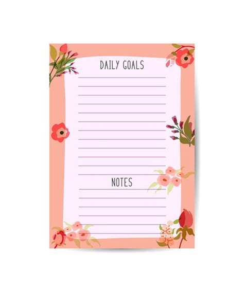 Premium Vector Daily Planner With Flowers To Do List Memo Printable