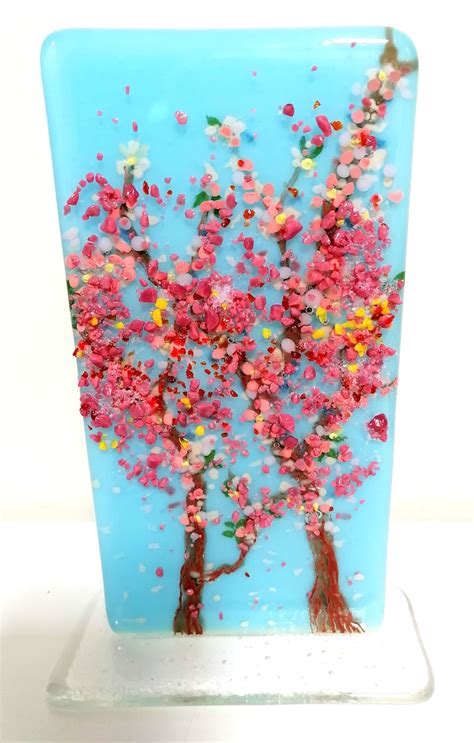 Handmade Fused Glass Cherry Blossom Art Screen Etsy