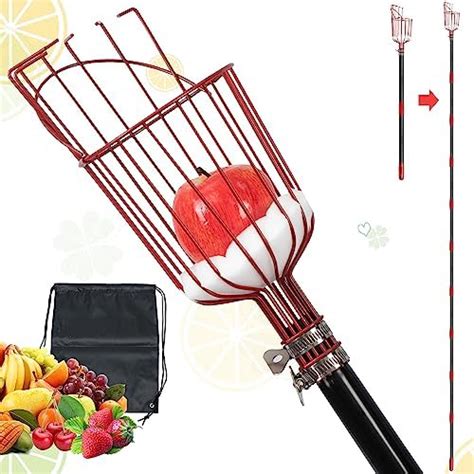 Fruit Picker Pole With Basket Adjustable Fruits Picker