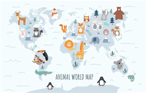 Premium Vector | Animal world map