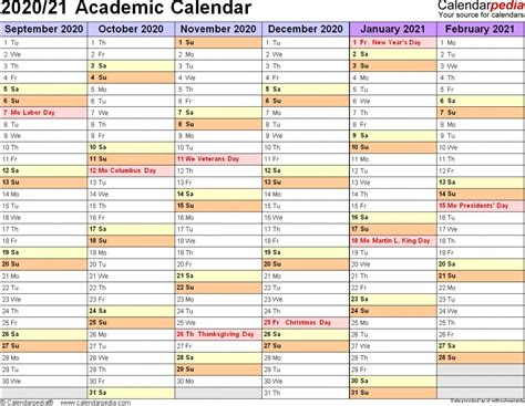 Printable 2020 2021 Year Calendar