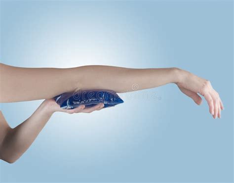 Ice Gel Pack On A Swollen Hurting Wrist. Stock Image - Image of hurt ...