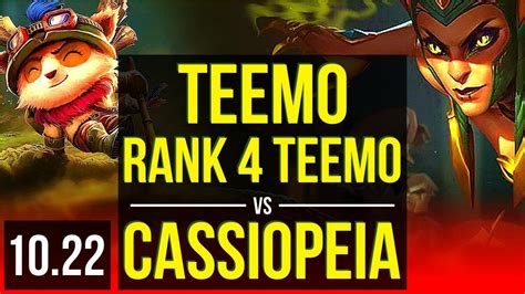 Teemo Vs Cassiopeia Top Rank 4 Teemo 2 9m Mastery 1 1 4 400