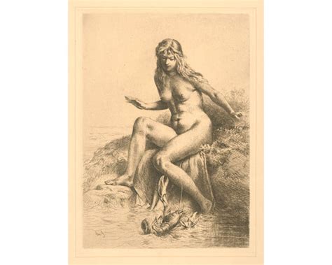 Antique Nude Art Print Kitsch Nude Art Naked Lady And Lobster