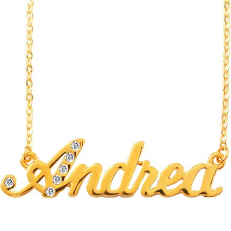 Andrea Name Necklace 18k Gold Plated Personalized Dainty