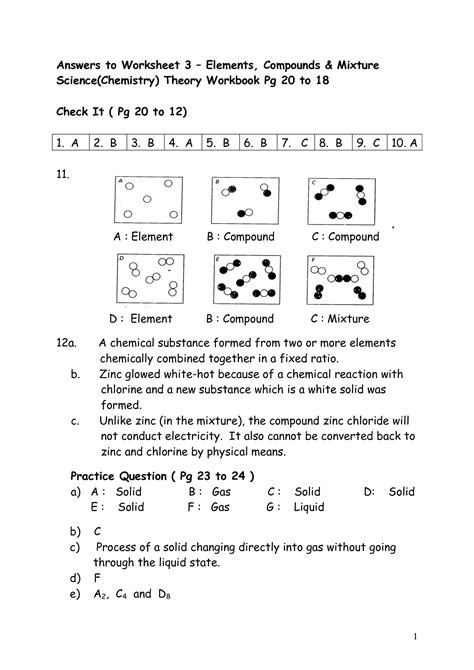 Atoms Molecules Elements And Compounds Worksheet Martin Lindelof