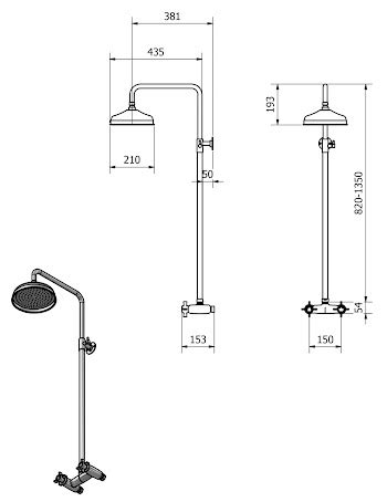 Traditional Thermostatic Mixer Shower Crosshead Valve Chrome Round