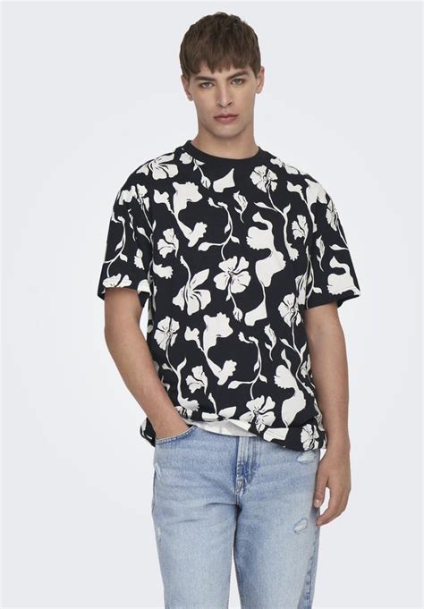 Only And Sons Onspablo Rlx Floral Aop Ss T Shirt Print Dark Navy