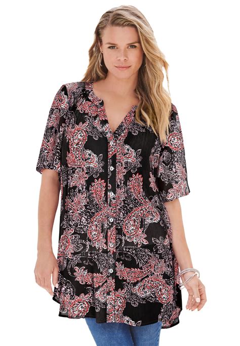 Roaman S Women S Plus Size Short Sleeve Angelina Tunic Walmart