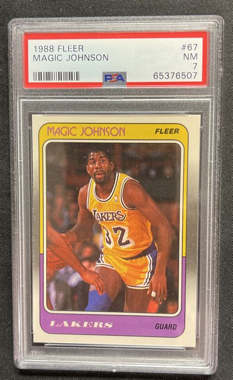 1988 FLEER MAGIC JOHNSON LAKERS 67 PSA 7 NM FRESHLY GRADED ENN CARDS