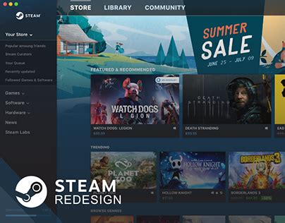 steam ui redesign behance