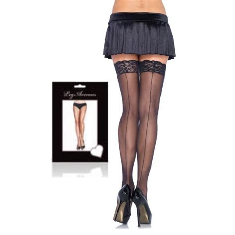 Sheer Stockings Back Seam Lace Top O S Black On Fantasyplayground Sheer Lace Top Stockings