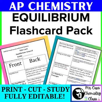 Advanced Placement Ap Chemistry Exam Equilibrium Review Flashcards Pack