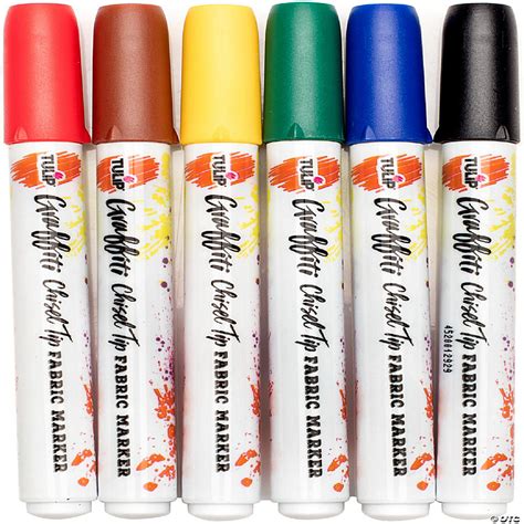 Tulip Graffiti Fabric Markers 6 Pkg Rainbow Chisel Tip Oriental Trading