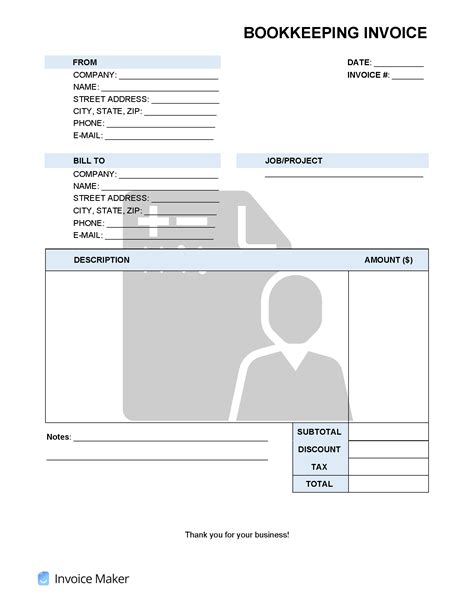 Bookkeeping Service Invoice Template | Invoice Maker