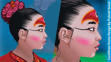 Vector Drawing 4 Kumari The Living God In Nepal Design In