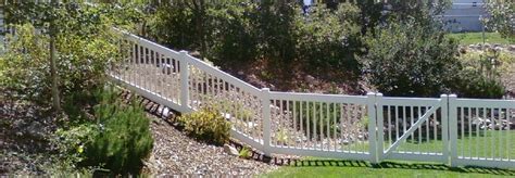 Vinyl Semi Privacy Picket Fence On Slope Rackingfence Picket