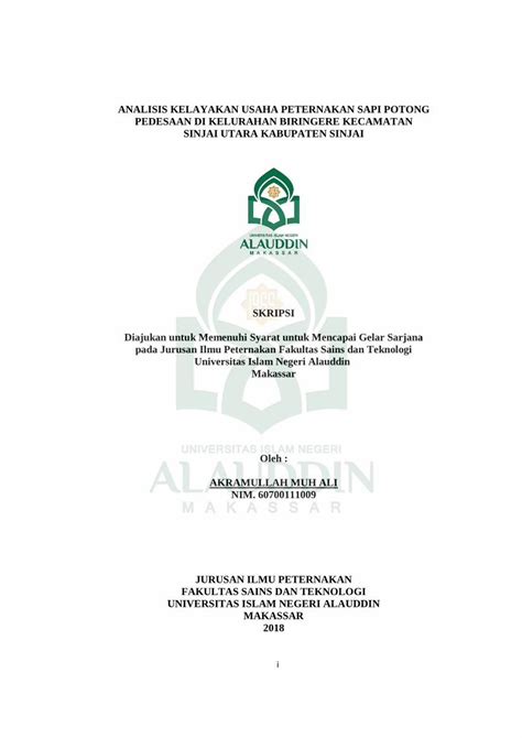 PDF ANALISIS KELAYAKAN USAHA PETERNAKAN SAPI Dan Berdasarkan