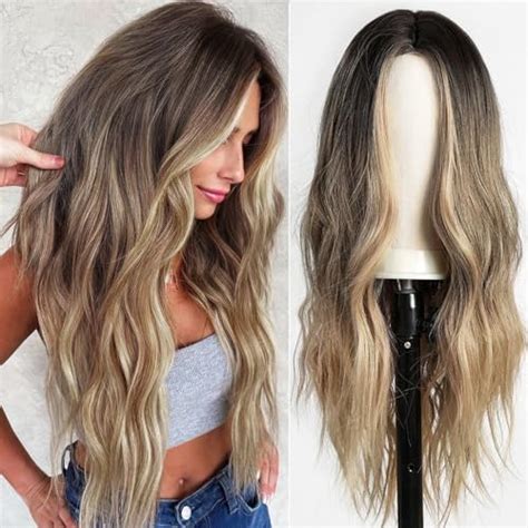 Amazon Nayoo Long Black Mixed Blonde Wavy Wig For Women Inch