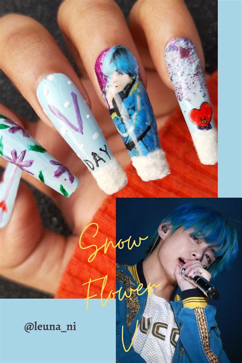 Kim Taehyung Snow Flower Nails U As De Gel Bonitas Manicura De