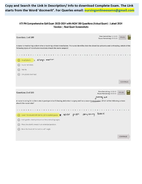 ATI PN Comprehensive Exit Exam 2023 2024 With NGN 180 Questions Actual