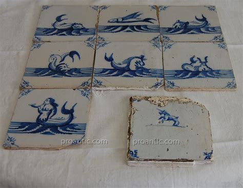 Proantic Carreaux Faience Delft Xviii Animaux Fantastiques Licorne