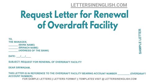 Request Letter For Renewal Of Overdraft Facility Sample Letter