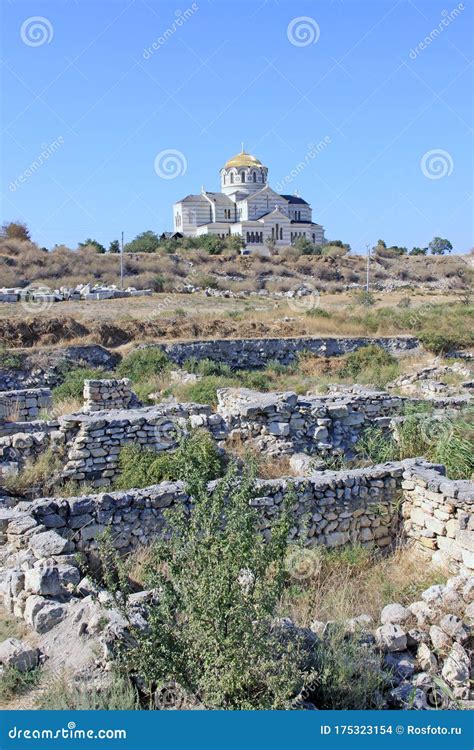 Remains Of The Ancient City Of Tauric Chersonesos In Sevastopol Stock